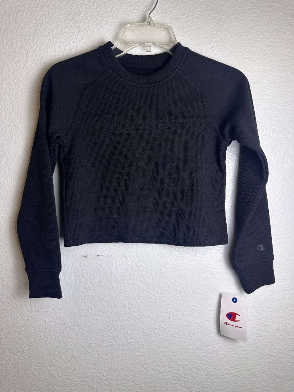 Champion Black Cropped Knit Pullover Sweater. Sz S (Kids).